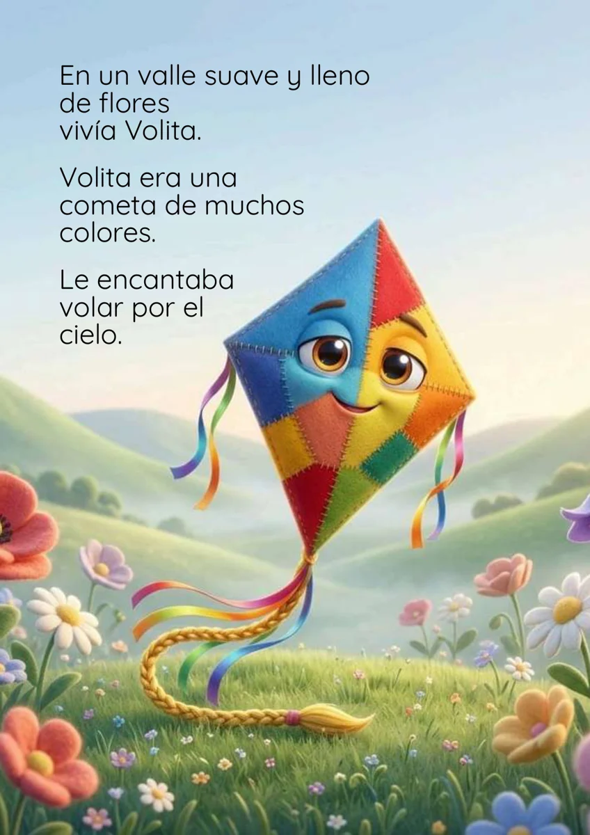 Página interior ilustrada del cuento Volita